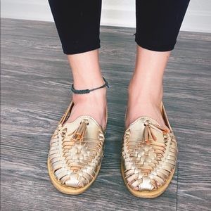 Gold Huarache Flats
